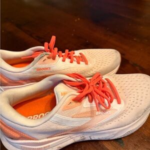 Brooks White and Coral Athletic Shoes